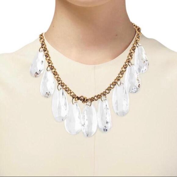 KATE SPADE - CASCADING AQUA TEARDROP STATEMENT NECKLACE - Picture 8 of 9
